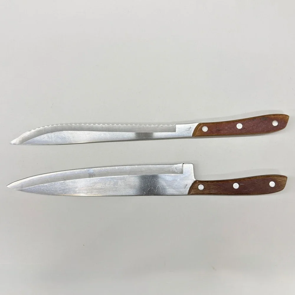 Vintage Kitchen Delite Stainless Steel Knife Set Japan Wood‎ Handle 2 Piece